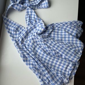 Free People Dress blue checkered, gingham style can be worn multiple ways.